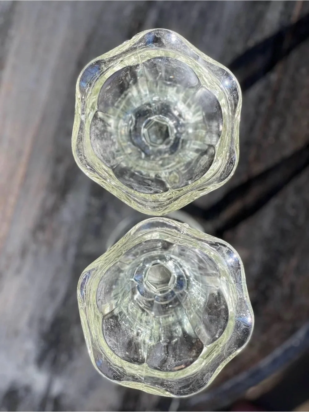 Pair of Clear Glass Tulip Stem Dessert Cups